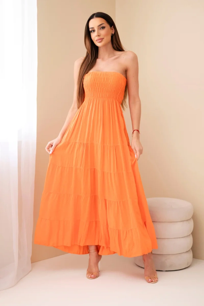 Damenkleid aus Viskose mit elastischem Oberteil orange