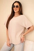 Women's loose-fitting short-sleeve sweater beige