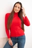 Women's viscose sweater with a turtleneck and long sleeves red