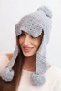 Women's winter cap with wool, visor, and pom-poms K475 light gray