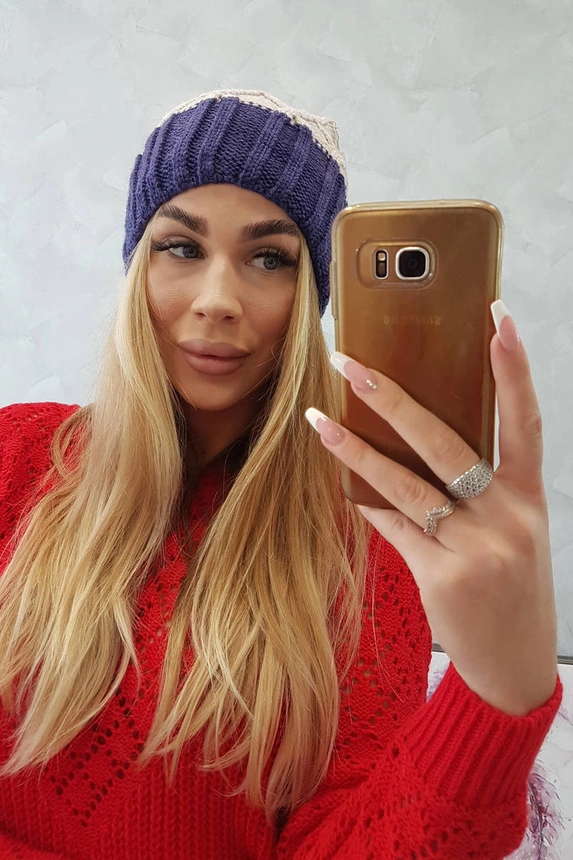 Cap with fleece Milano K203 light beige+purple