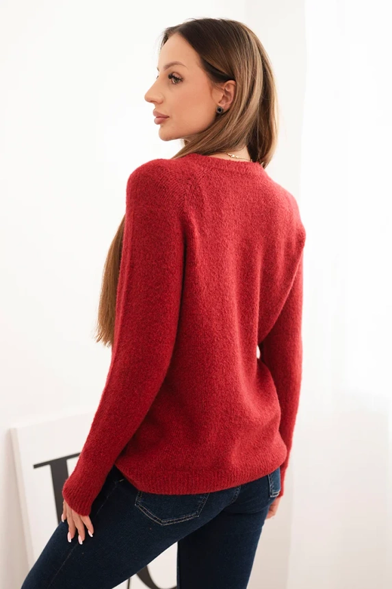 Women's sweater made of baby alpaca with long sleeves burgundy