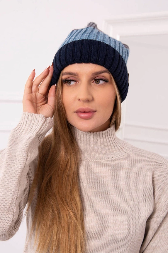Čapica s fleece Bojana K265 námornícka modrá+riflovina+tmavošedá