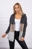 Tříbarevný svetr s kapucí grafitová+béžová+šedá