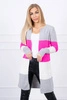 Grau+rosa neongestreifter Cardigan-Pullover