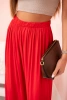 Women's wide viscose trousers with elastic waistband red