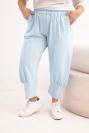 Plus Size women's pants with a dropped crotch and an elastic waistband blue