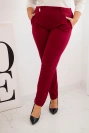Dámské bavlněné kalhoty Plus Size s elastickým pasem bordové