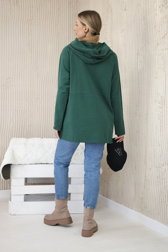 Zelená tunika na zip s kapucí Oversize