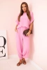 Komplet z wiskozy bluzka + spodnie jasny różowy