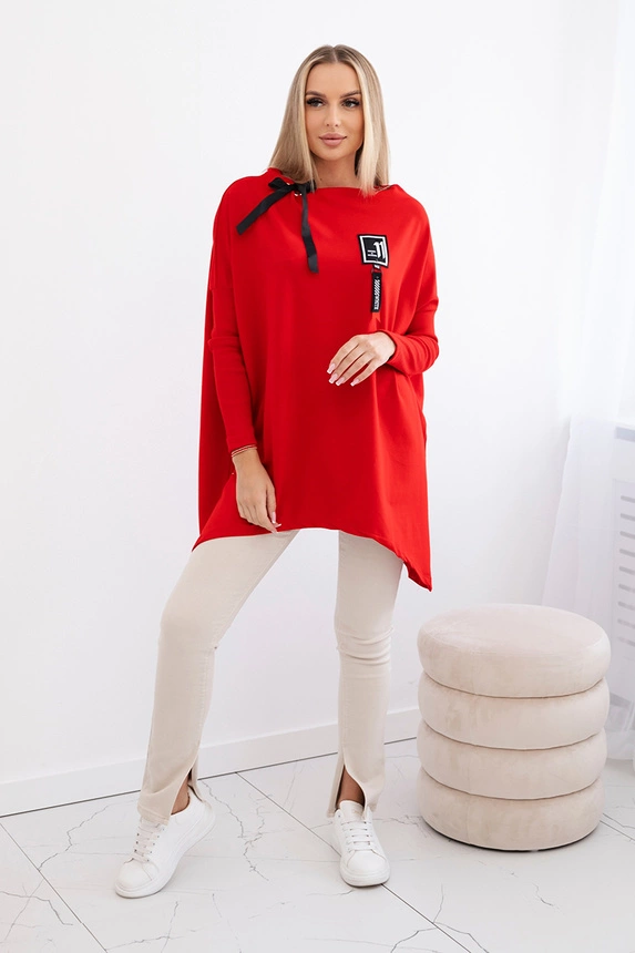 Oversize-Sweatshirt mit asymmetrischen Seiten rot