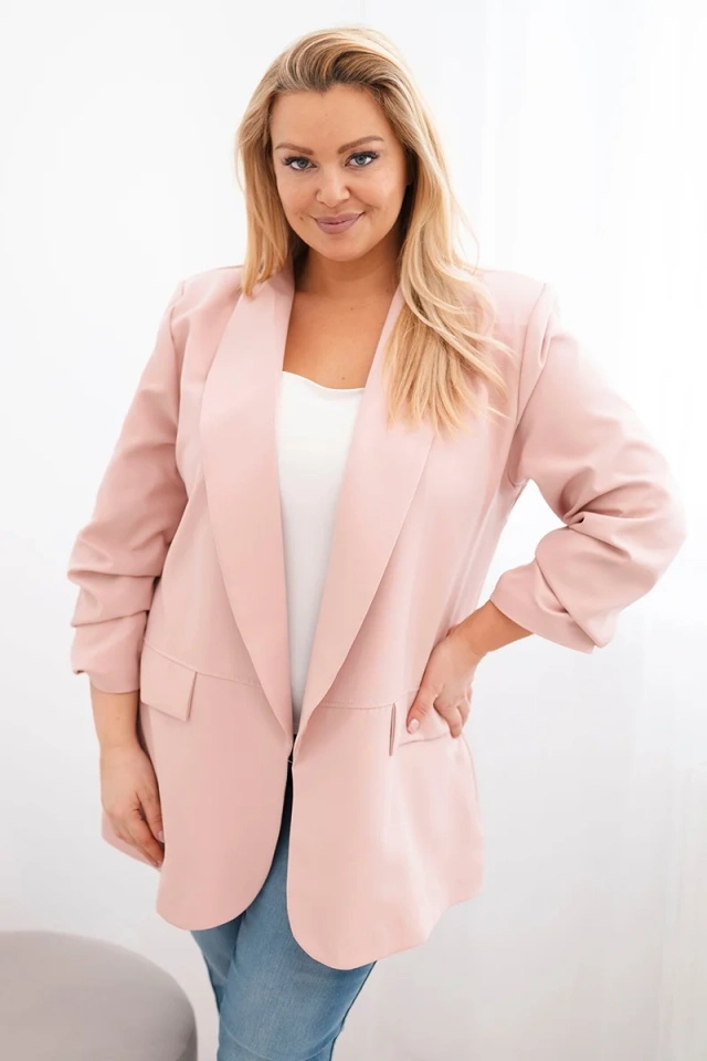 Marynarka damska Plus Size elegancka ciemny pudrowy róż
