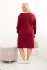 Damen Plus Size Strickkleid mit Mohair oversized mit Tasche bordrot
