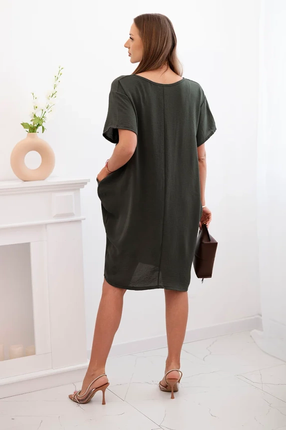 Dress with pockets and pendant khaki