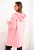 Women's cotton hooded cardigan with an extended front light pink