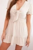 Dress with a tied V-neckline beige