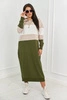 Tricolor dress with hood beige + ecru + khaki