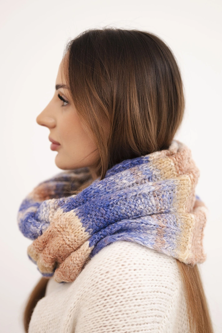 Women's soft knitted wool blend winter wrap scarf KN20 purple