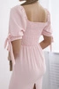 Dress ruffled at the back with tied sleeves light pink