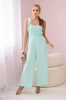 Strappy jumpsuit with ruffled top mint