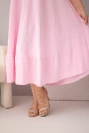 Damenkleid Plus-Size mit kurzem Ärmel und Rüsche aus leichter Viskose bonbonrosa