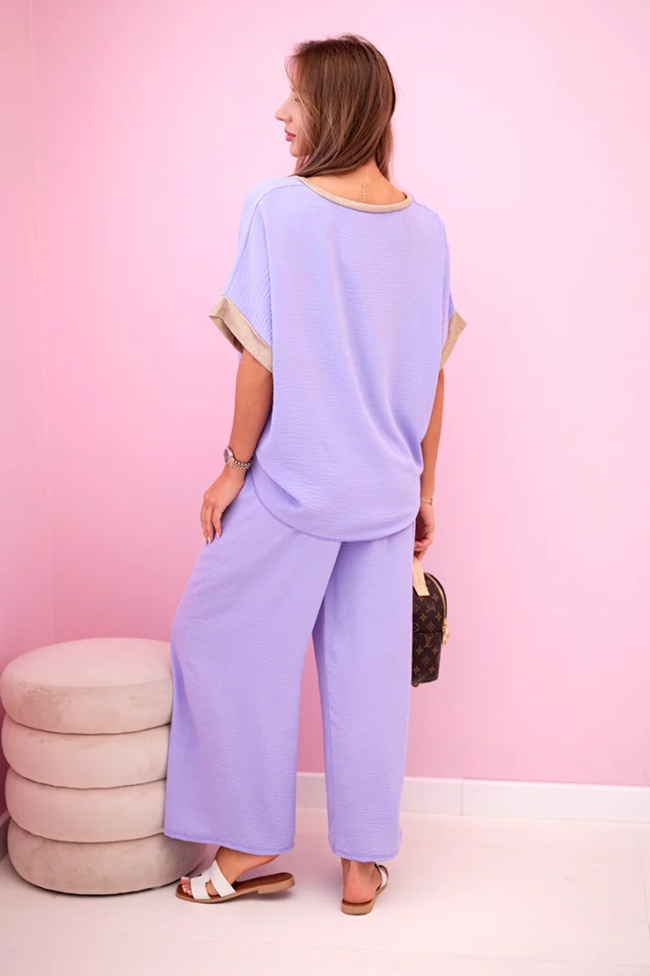 Viscose set with golden trim light purple