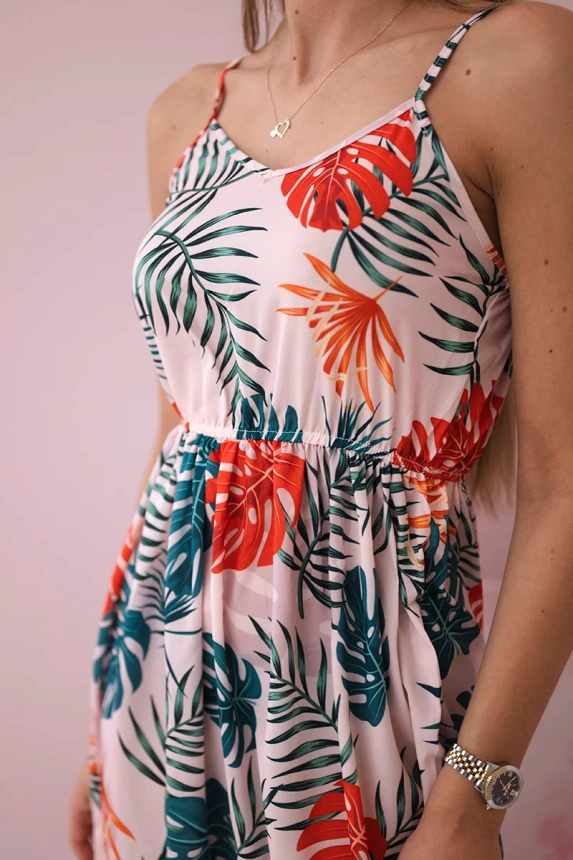 Kleid mit Blattmotiv puderrosa