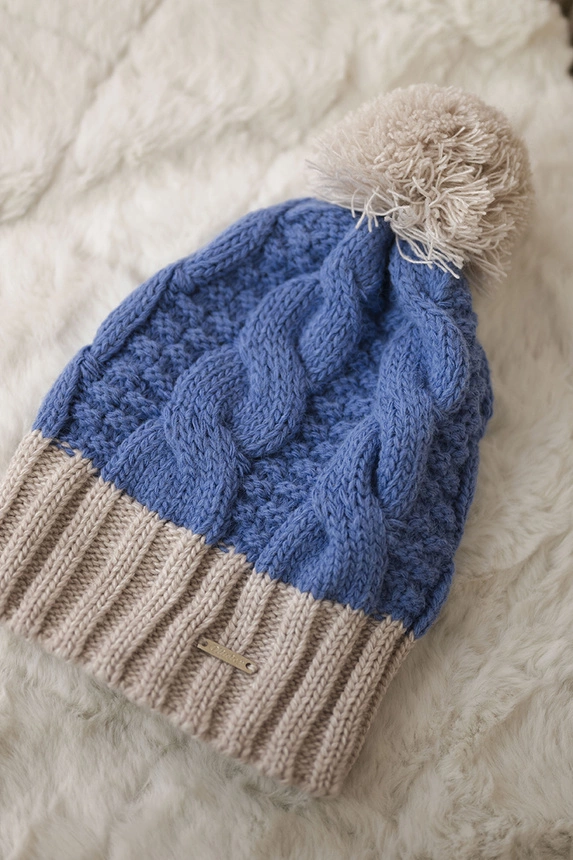 Pariser Fleecemütze K212 blau+beige