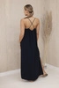 Long dress with straps navy blue