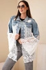 Women's denim jacket made of cotton with floral lace dark denim
