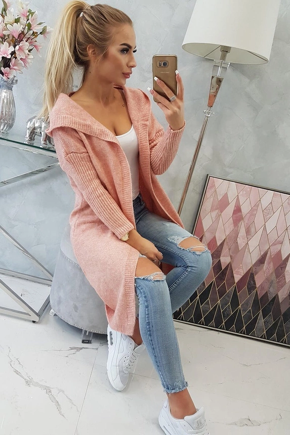 Sweater with hood light pink