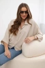 Oversized blouse fastened with buttons beige