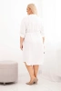 Dámské šaty z viskózy Plus Size s knoflíky a vázáním v pase bílá
