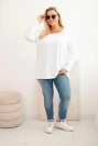 Dámska blúzka Plus Size s lodičkovým výstrihom biela