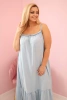 amenkleid in Plus Size mit Trägern und Rüschen helles Jeansblau