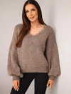 Sweter damski z dodatkiem wełny luźny fason fango