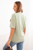 Women's cotton printed blouse Minimal dark mint