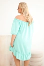 Sukienka damska Plus Size bawełniana z falbaną miętowa