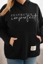 Moteriška Plus Size džemperis su kapišonu ir spauda juodas