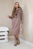 Long insulated dress with embroidery mocca