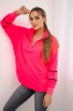 Sweatshirt mit Reißverschluss und Taschen rosa Neon