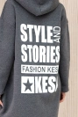 Warm-up Sweatshirt mit langem Rücken und Kapuze in graphit