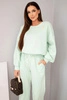 Damen-Set Butterbluse mit Brosche und Hose mit geradem Bein mintgrün