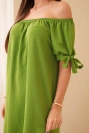 Gestuftes Kleid auf Ärmeln olive 