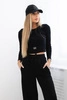 Cotton set ribbed blouse + trousers black