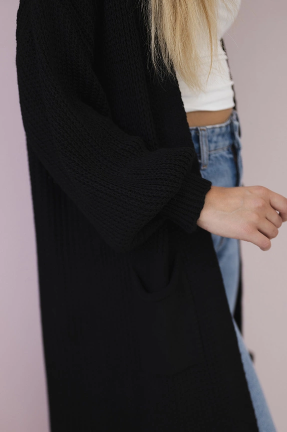 Pullover lange Strickjacke schwarz