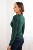 Women's fitted viscose blouse with draping and a brooch dark green