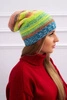 Cap with fleece Krystyna K207 green neon+maritime