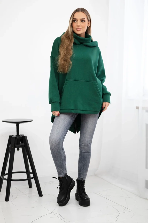 Insulated sweatshirt with a zipper at the back dark green
