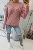 Sweater high neck with diamond pattern dark pink